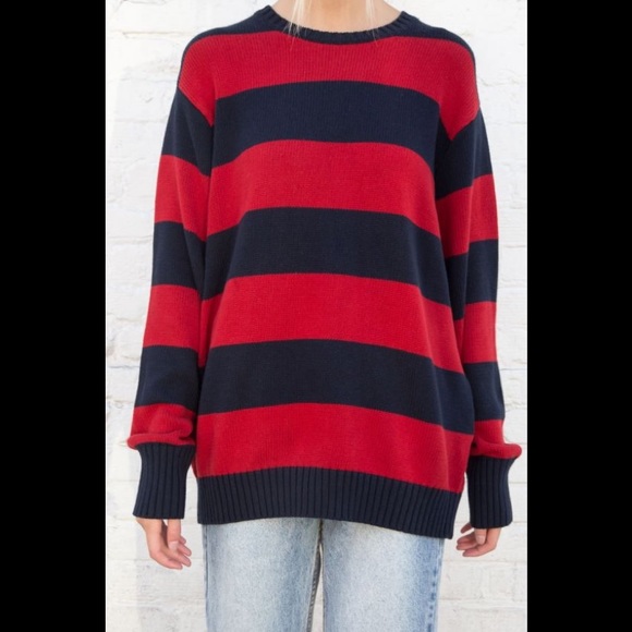 green and blue striped sweater brandy melville